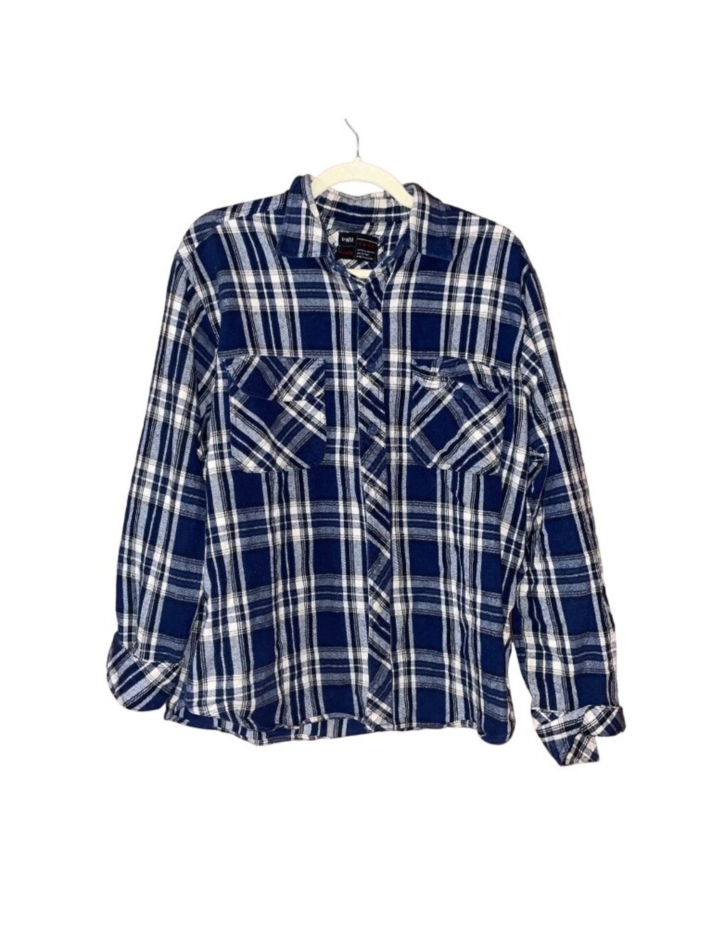 Trulfit Mens X-Large Blue & White Plaid Long Sleeve Button-Up Shirt